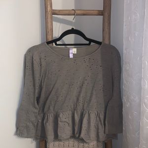 Alya Grey Flowey Blouse Top